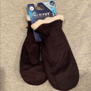 NWT Isotoner Womens Black Mittens M/L